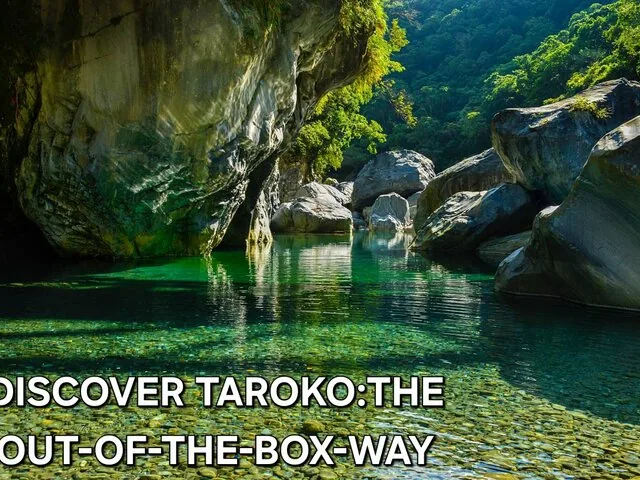 Clear green water pool in a rocky canyon with text overlay on the image.
