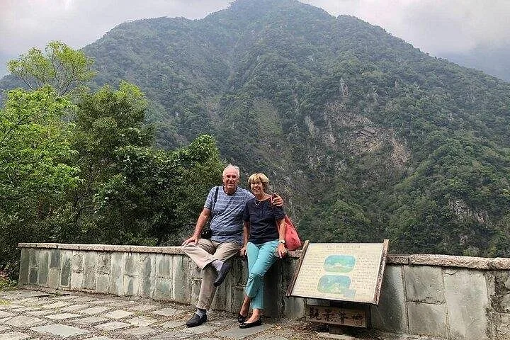 Large carved stone marking the entrance to Taroko National Park.